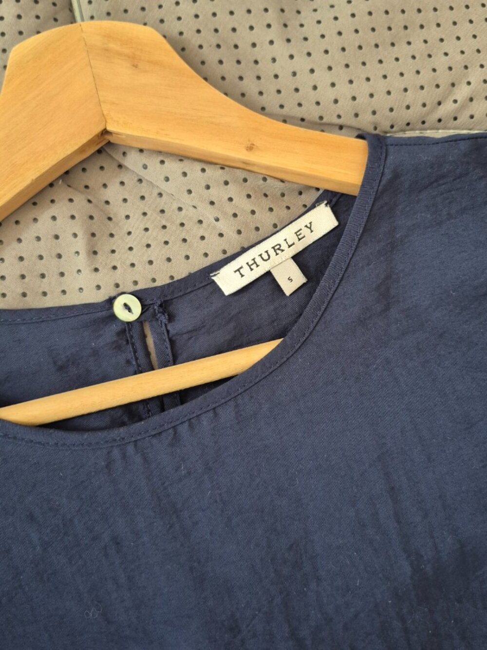 Thurley Navy Ruffle Sleeve Shift Dress, Size S - Picture 2 of 9